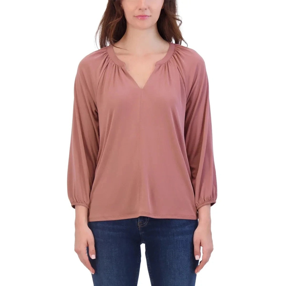 Lucky Brand Women's Sandwash Top 3/4 Sleeve, Rose Brown, Size XL, New